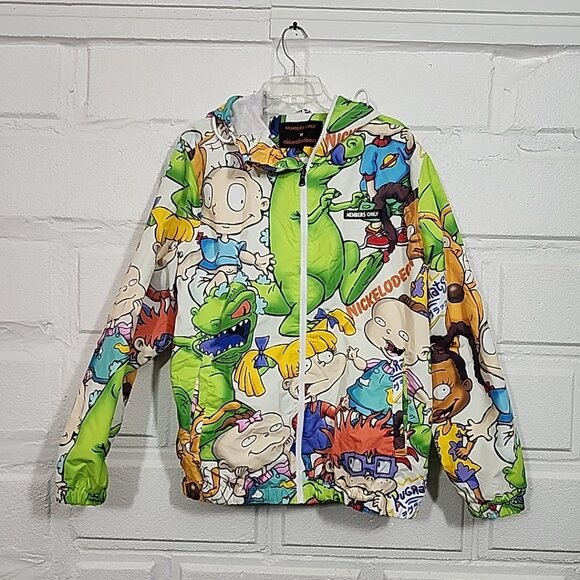 Members Only Vintage Large Nickelodeon Rugrats Printed Windbreaker Jacket Y2K - Picture 1 of 10